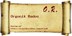 Orgonik Rados névjegykártya